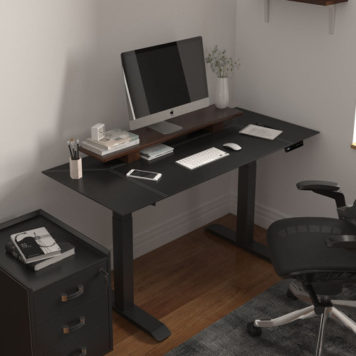 Warna hitam PU Kulit Office Desk boleh laras