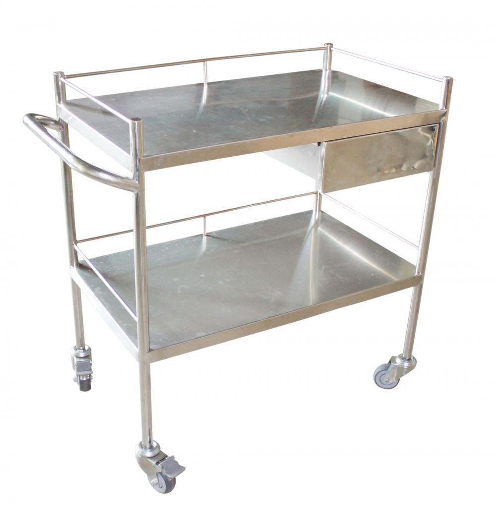 Stainless Steel Two Layers Hospital Treatment Trolley