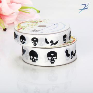 Human Skull Style Satin Polyester Ribbon for Packing