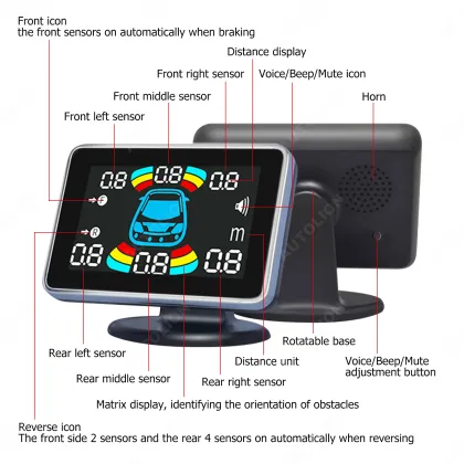 Universal Car Reversing Radar with 4 Probe Parking Sensor System