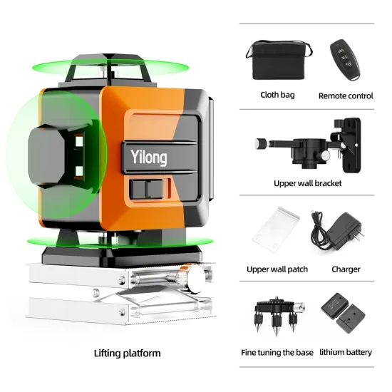 Green Beam Laser Cross 16 Line Self-Leveling 4D Construction Laser Level