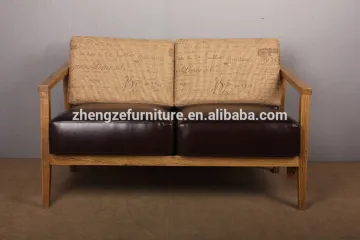 Classical vintage style oak wooden upholstery double seat leisure chair
