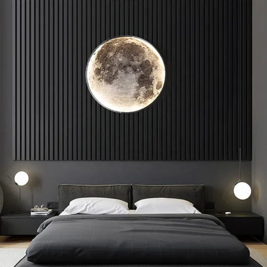 Dimmable Moon Wall Lamp: 24-inch AC CCT Stepless Dimming Wall & Ceiling Light for Living Room and Bedroom
