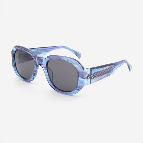 Óculos de sol de acetato espesso redondo elegante 24A8008