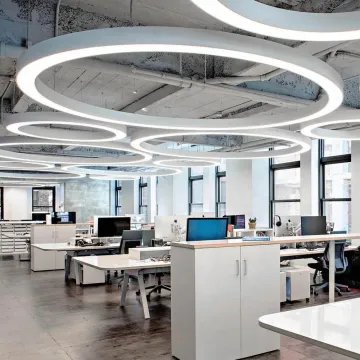 Hlinear Profile 4080 Circle Light Series Black White Modern Indoor Linear Pendant Light Hanging Panel Linear LED Ceiling Light