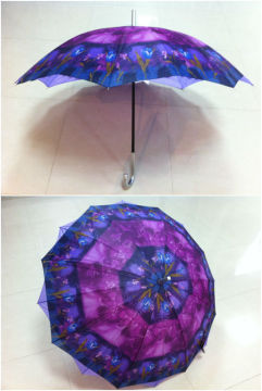23'' 16K manual open double fabric straight umbrella