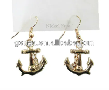 Anchor Earrings,Gold Plating Earrings, Dangle Earrings