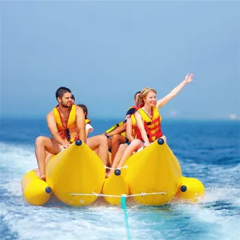 HIFUN Customized Inflatable Banana Towable Tubes for 6-Seater Boats