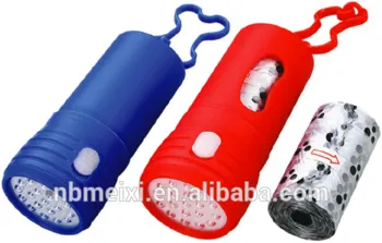 LED Flashlight Shape Dispenser 1 LED Flashlight + 2 roll waste bags VERY USEFUL AND