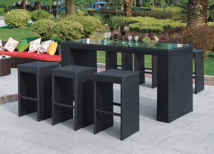 New Design Rattan Furniture Chair and Table Wicker Bar Sets