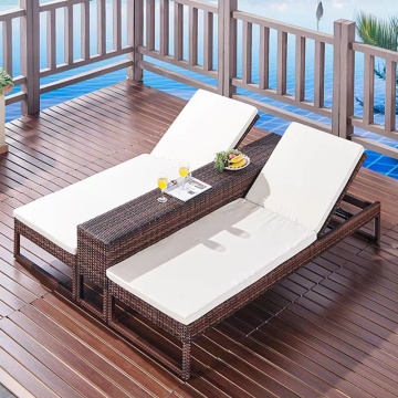 Wicker Dark Brown Sunbed Patio Lounger Swimming Pool Daybed Rattan Reclining Chair