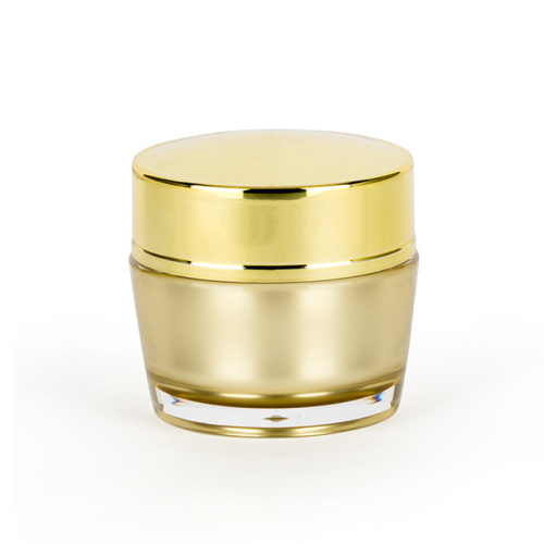 Groothandel Lage MOQ 15 g leeg Plastic Acryl Shiny Gold Gold Silver Custom Facial Cosmetic Bottle Cosmetic Cream Jar