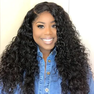 Wholesale Price Natural Curly Wigs Black Water Wave 30 Inch Brazilian Human Hair Cuticle Aligned Frontal Full Lace Wig