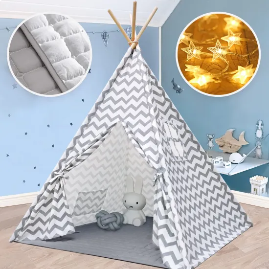 Foldable Canvas Teepee Tent: A Versatile Toy for Kids - Suitable for Both Indoor and Outdoor Play