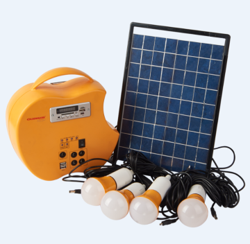 apple shape 12v small solar home system solar home light kit solar lantern with USB, FM radio, MP3