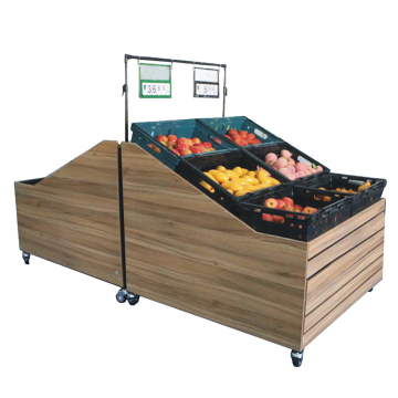 Wooden Fruit and Vegetable Display Rack for Supermarkets
