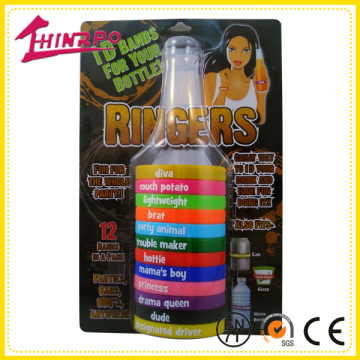 Customized Beer ID bands for bottle silicone bottle Ringers for Party Bar Accessory