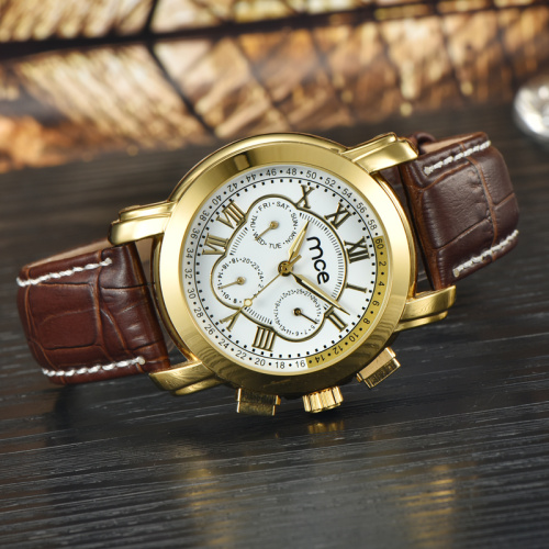 2017 new brown leather band watches men