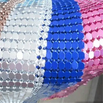 Huihao Custom Fashion Design Metalized Aluminium Wire Mesh Fabric Metallic Sequined Fabric