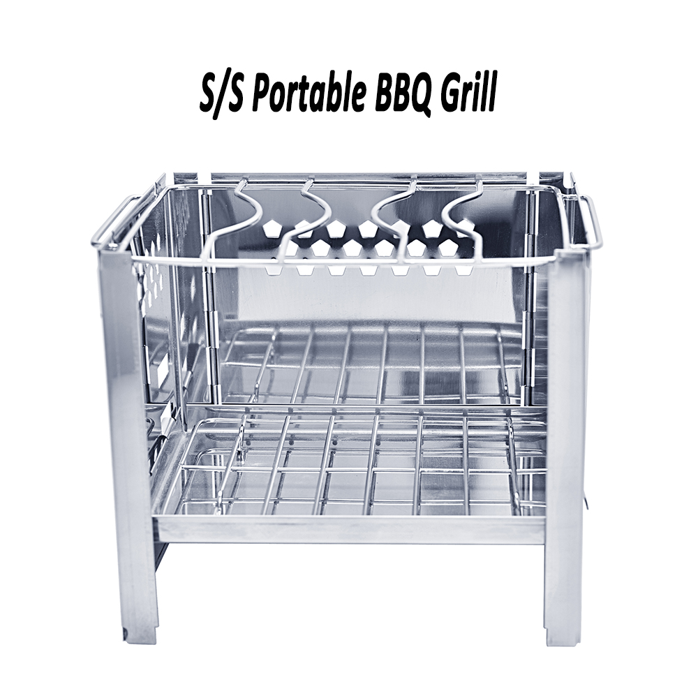 Outdoor Camping Stainless Steel Folding Charcoal BBQ Grill