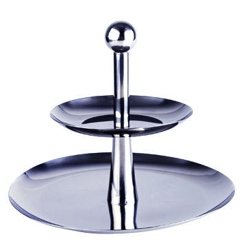 Stainless Steel Round-shaped Cake Stand, Double-layer