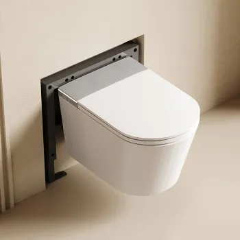 Modern Smart Toilet with Bidet - One Piece Ceramic Wall Hung Bathroom Suite