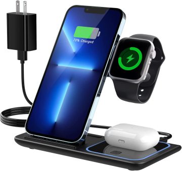 سعر المصنع 15W الشاحن اللاسلكي لـ iPhone 15/14/13/12 PRO MAX-3-IN-1 محطة شحن
