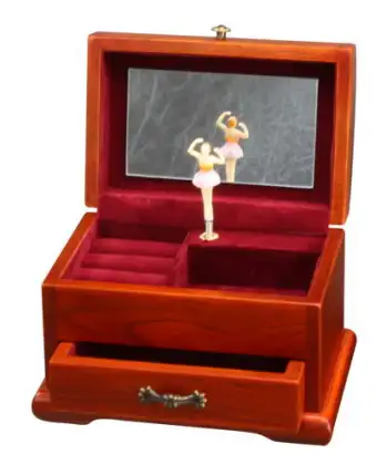 Double Deck Treasure Chest Ballerina Musical Jewelry Box