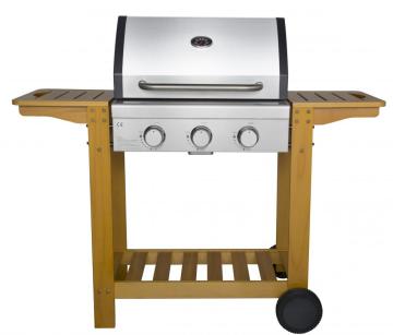 3 Burner Gas Grill dengan Troli Kayu