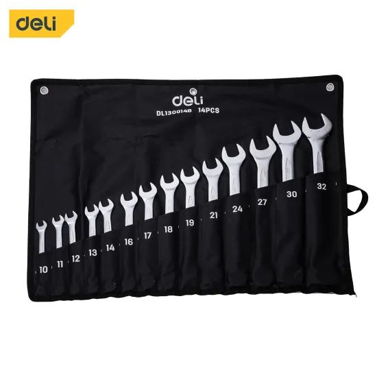 Deli EDL130014B tools open end spanner combination wrench set 14 PCS