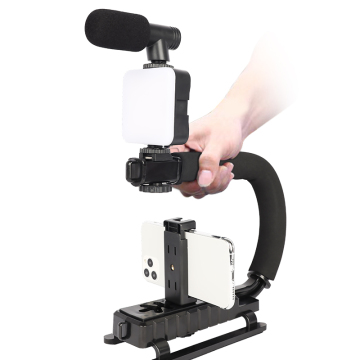 Kit de microphone de fusil de chasse à la caméra avec lumière LED et trépied pour vlogging