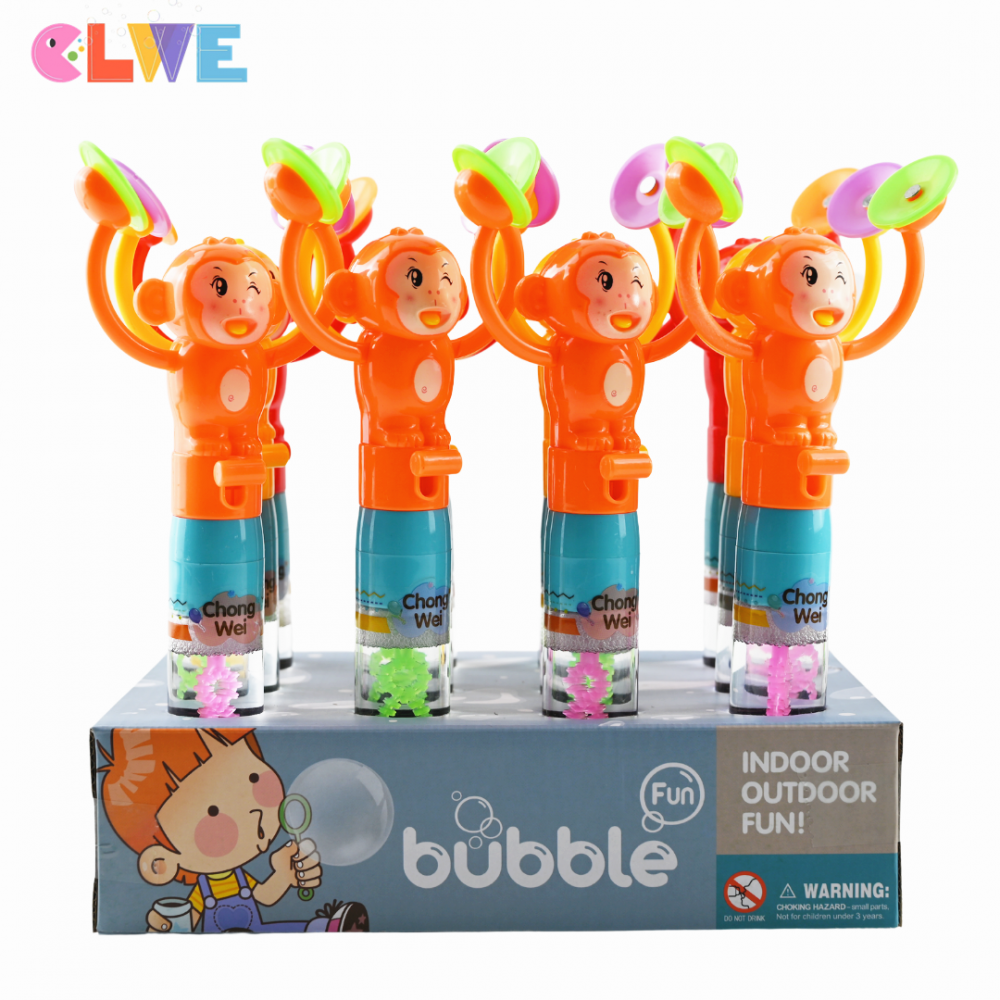 True color cymbal clapping monkey bubble wand