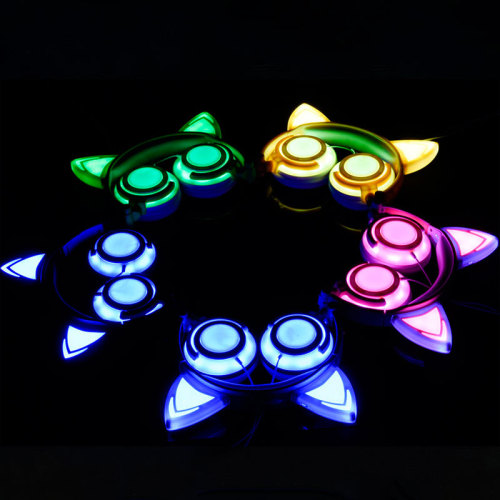 Cartoon Style Wired LED Novelty Light-up Headphones