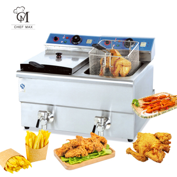 Chefmax Commercial 2.2KW Double Cylinder 2 Basket Electric Countertop Chicken Deep Fryer