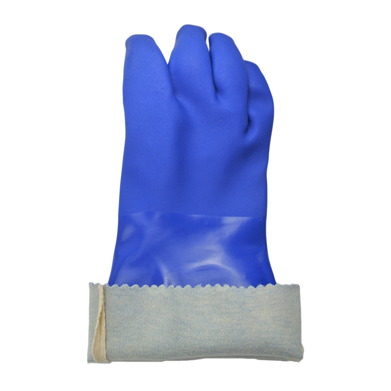 Blue PVC coated gloves 14''