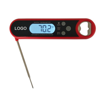 Tela de rotação automática de leitura ultrarrápida, sonda dobrável, termômetro para churrasco