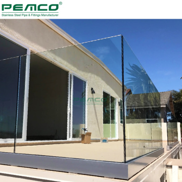 Aluminum U Shape Base Frameless Tempered Glass Balcony Railing System