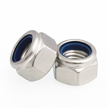 Hex Nylock Nut 1/4-20 Stainless Steel Locknut with Nylon Insert - DIN985, 10mm Size