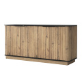 Slim Wood Grain TV Cabinet with 4 Doors