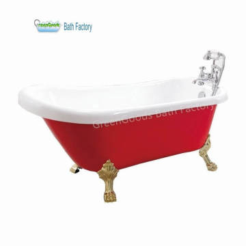 High-Quality CE Wholesale Large Red Clawfoot Fiberglass Shower Bathtub