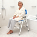 كرسي استحمام أزرق قابل للطي لكبار السن مضاد للانزلاق