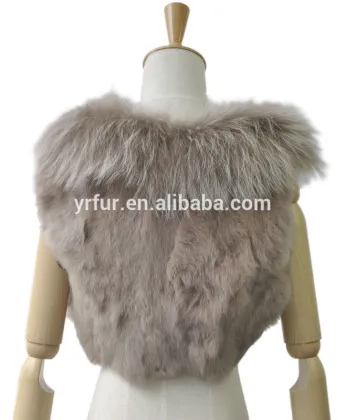 YR267 Ladies Rabbit and White Raccoon Collar Fur Vest