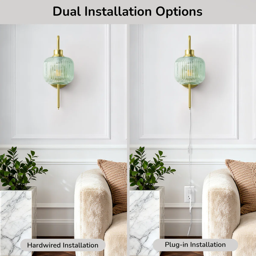 Plug-InHardwired Armed Sconce Iron Wall Sconces With Bulb (Set of 2) (14)