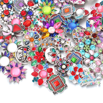 10pcs/lot Snap Button Jewelry 18mm Snap Buttons Colorful Crystal Rhinestone Snaps for Snap Charm Jewelry Button Bracelet Bangle