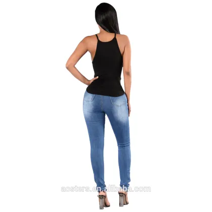 high quality custom trousers women jeans blue slim jeans negotiate price