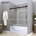 Sally banyo küveti çift sürgülü baypas duş kapıları