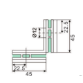 Casting square beveled 90 double glass clamps