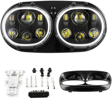 LED Double Headlight for XL883 XL1200 Road Glide - Motorefit 90W/60W Motorcyclist Headlamp