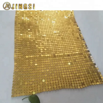 Golden Octagon Sequin Cloth - Metallic Decorative Fabric Manufacturer