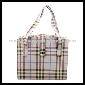 Square brown and pink tartan Cosmetic train case